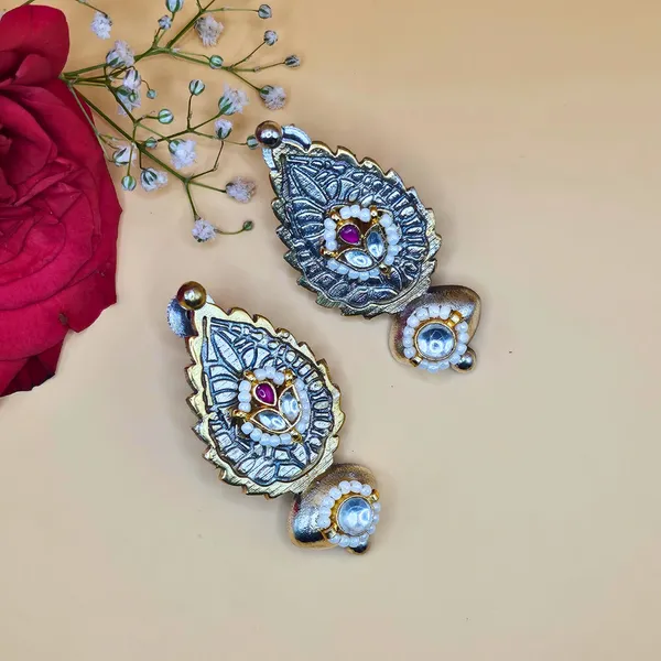Silver_Alloy_With_Gold_Plating_Premium_Stud_Earrings_For_Women