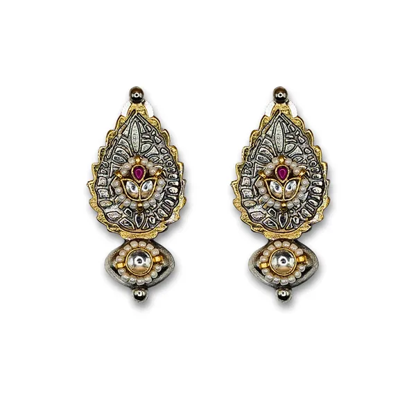 Silver_Alloy_With_Gold_Plating_Premium_Stud_Earrings_For_Women