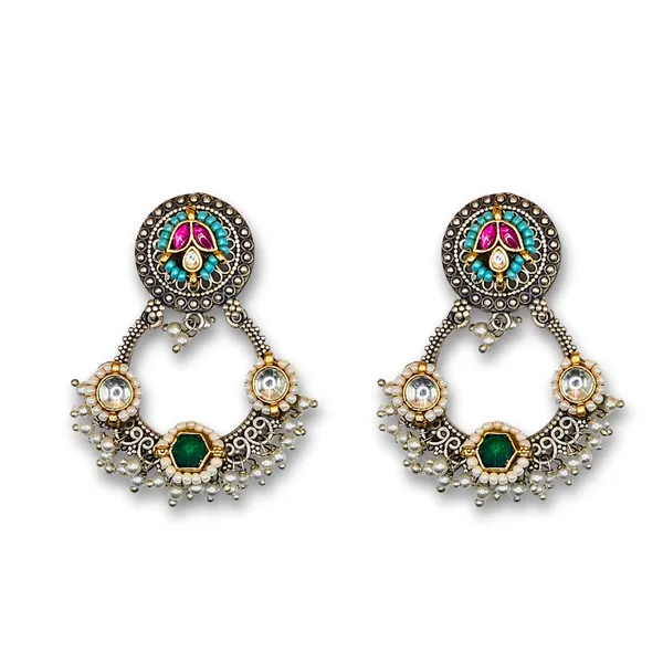 Silver_Alloy_With_Gold_Plating_Premium_Earrings_For_Women