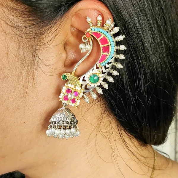 Silver_Alloy_With_Oxidised_Silver_Plating_Premium_Earcuffs_For_Women