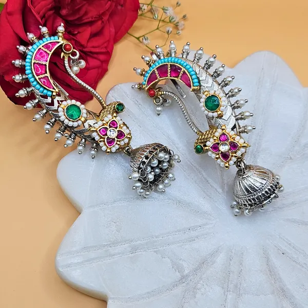 Silver_Alloy_With_Oxidised_Silver_Plating_Premium_Earcuffs_For_Women
