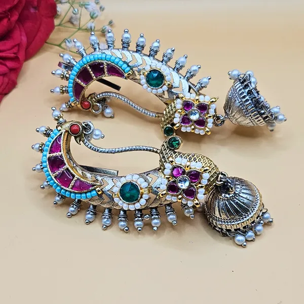 Silver_Alloy_With_Oxidised_Silver_Plating_Premium_Earcuffs_For_Women