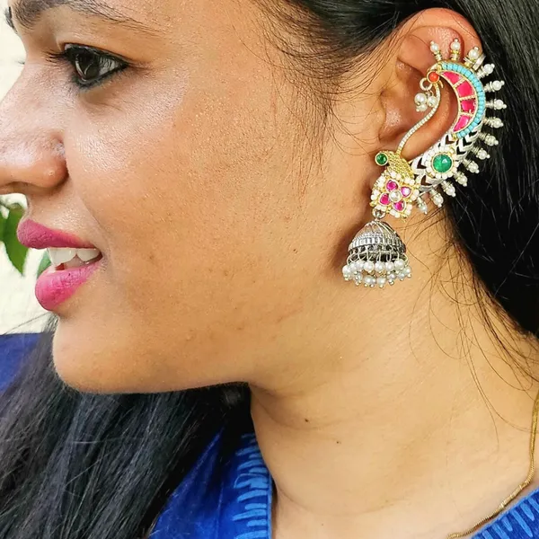 Silver_Alloy_With_Oxidised_Silver_Plating_Premium_Earcuffs_For_Women