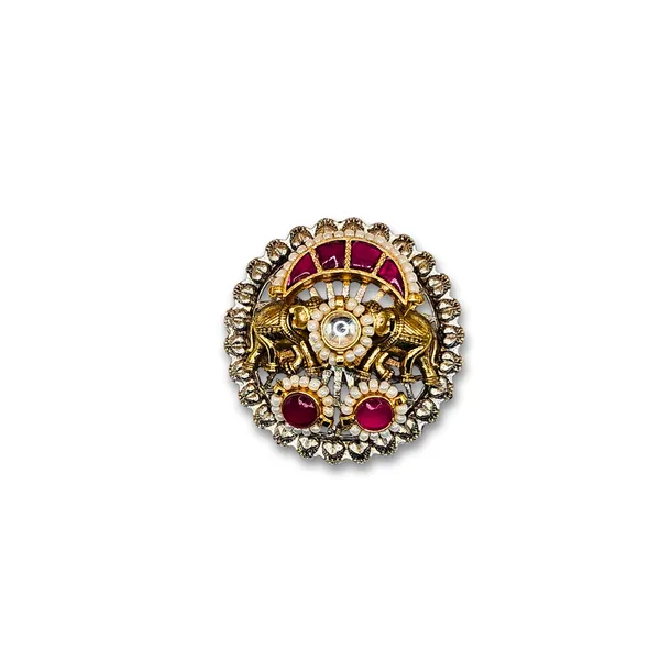 Pink__And__Gold_Alloy_With_Kundan_Stones_Premium_Ring_For_Women