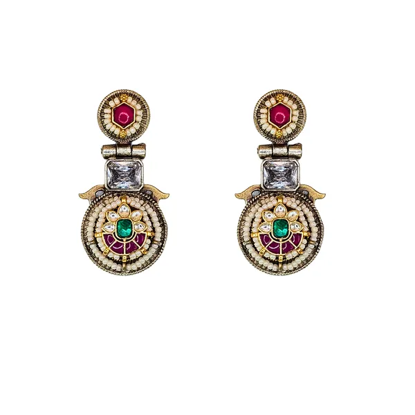 Silver_Alloy_With_Artificial_Pearls__And__Gold_Plating_Premium_Earrings_For_Women