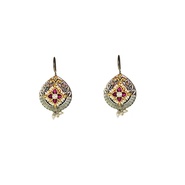 Red_Alloy_With_Kundan_Stones_Premium_Hook_Earrings_For_Women