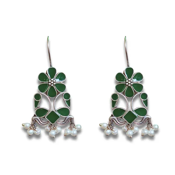 Green_Alloy_With_Meenakari_Work_Premium_Hook_Earrings_For_Women