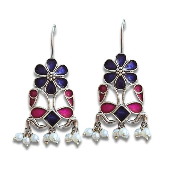 Blue_And_Pink_Alloy_With_Meenakari_Work_Premium_Hook_Earrings_For_Women