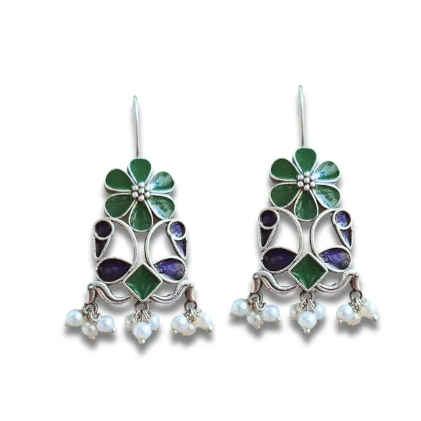 Green_Alloy_With_Meenakari_Work_Premium_Hook_Earrings_For_Women