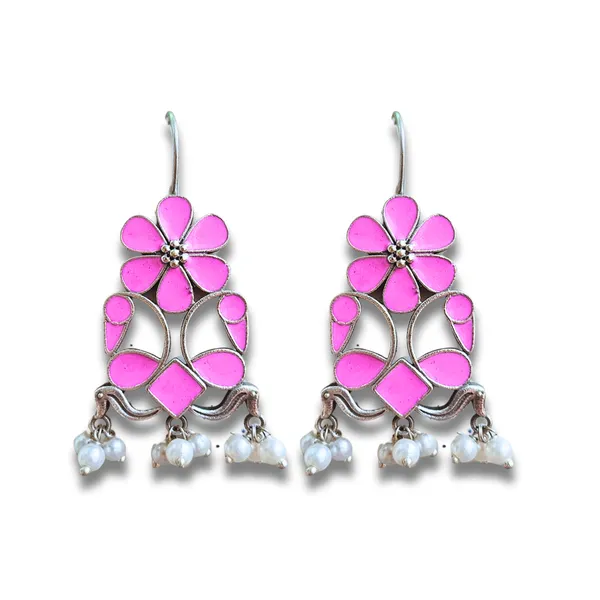 Pink_Alloy_With_Meenakari_Work_Premium_Hook_Earrings_For_Women