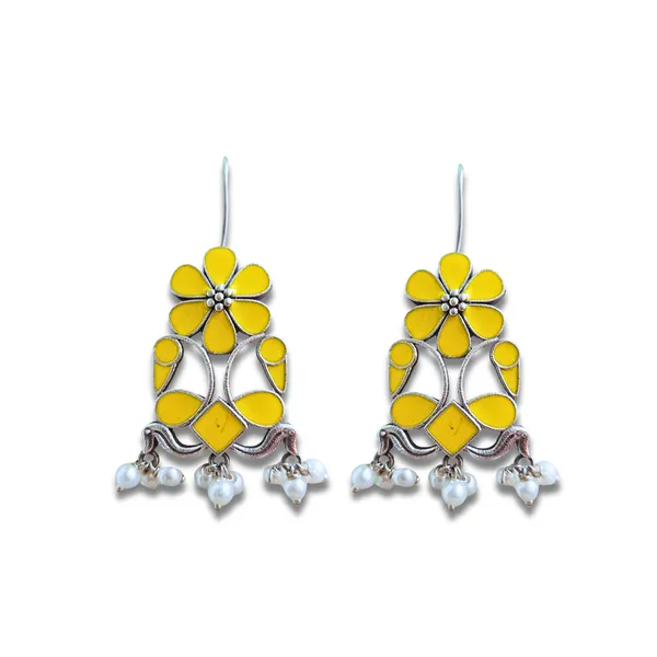 Yellow_Alloy_With_Meenakari_Work_Premium_Hook_Earrings_For_Women