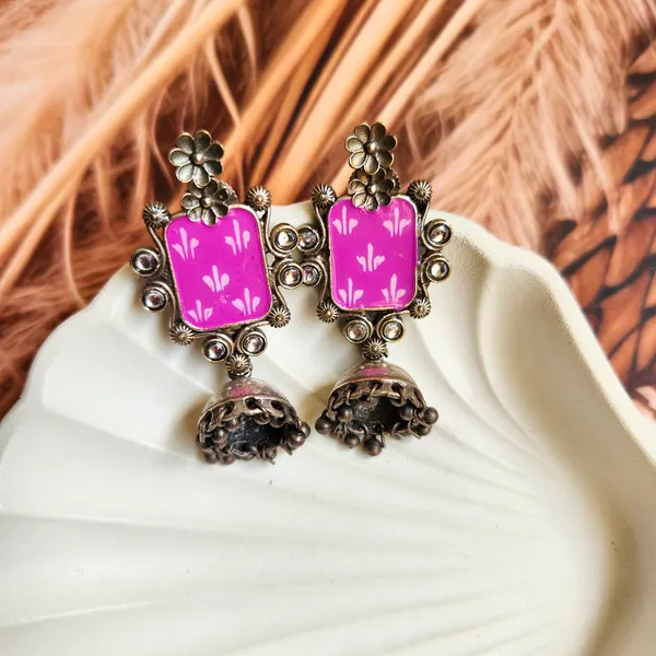 Pink_Alloy_With_Gold_Plating_Premium_Jhumka_Earrings_For_Women