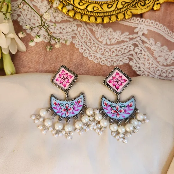 Blue_And_Pink_Silver_Plated_Alloy_Premium_Ch_And_Bali_Earrings_For_Women