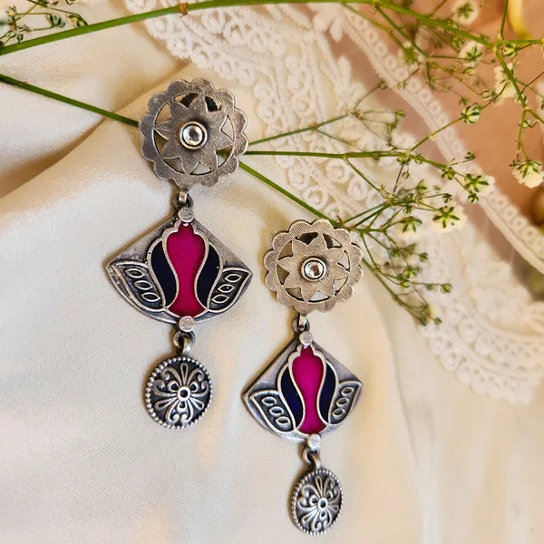 Yellow_And_Red_Silver_Plated_Alloy_Premium_Earrings_For_Women