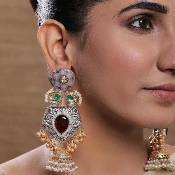 Silver_Alloy_With_Oxidised_Silver_Plating_Premium_Earrings_For_Women
