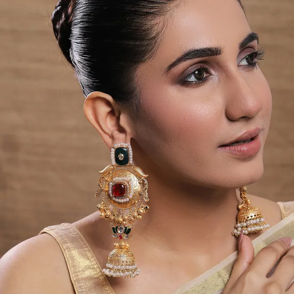Rose_Gold_Alloy_With_Oxidised_Silver_Plating_Premium_Earrings_For_Women