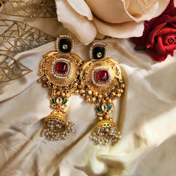 Rose_Gold_Alloy_With_Oxidised_Silver_Plating_Premium_Earrings_For_Women