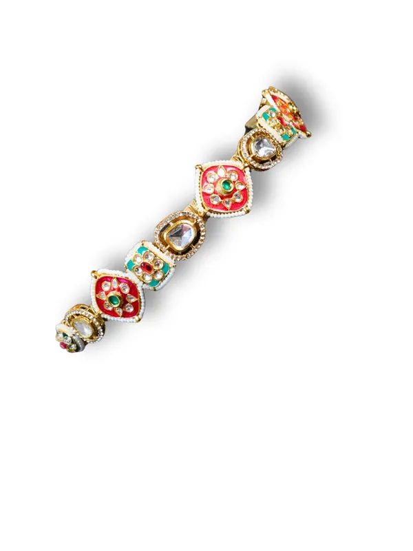 Pink__And__White_Alloy_With_Gold_Plating_Premium_Maangtikka_Hairb_And__For_Women