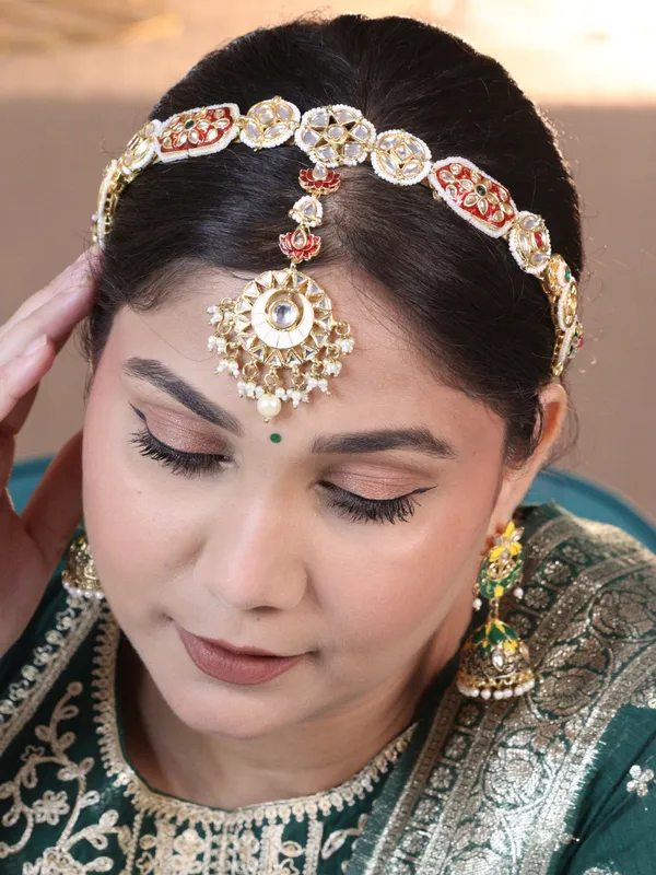 Multicolor_Alloy_With_Gold_Plating_Premium_Maangtikka_Hairb_And__For_Women