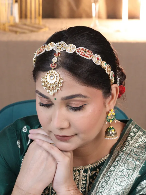 Multicolor_Alloy_With_Gold_Plating_Premium_Maangtikka_Hairb_And__For_Women