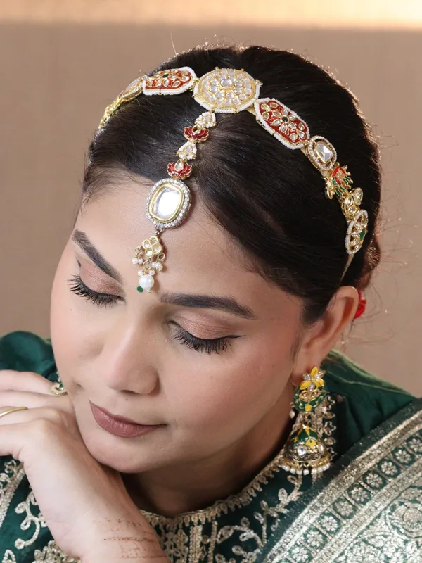 Multicolor_Alloy_With_Gold_Plating_Premium_Maangtikka_Hairb_And__For_Women