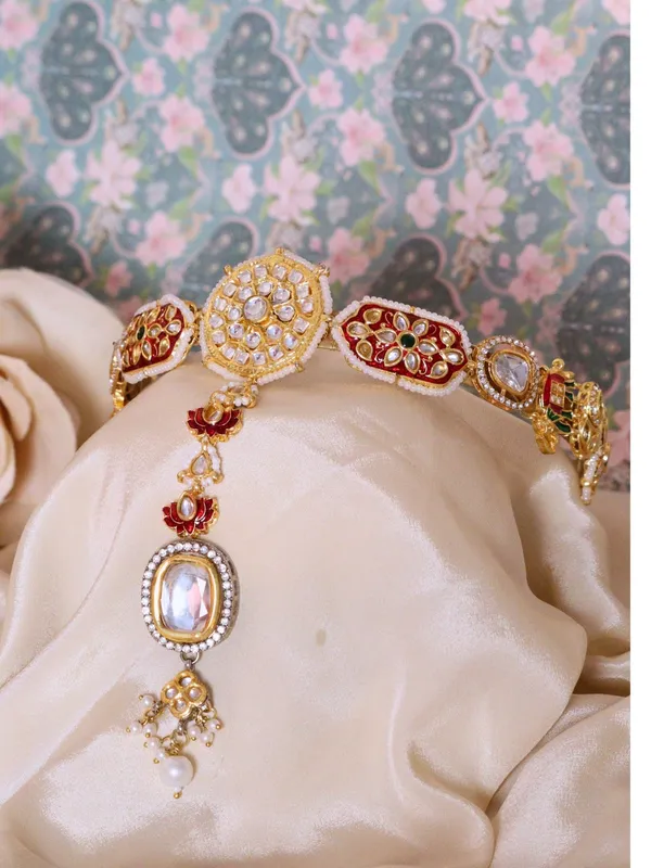 Multicolor_Alloy_With_Gold_Plating_Premium_Maangtikka_Hairb_And__For_Women