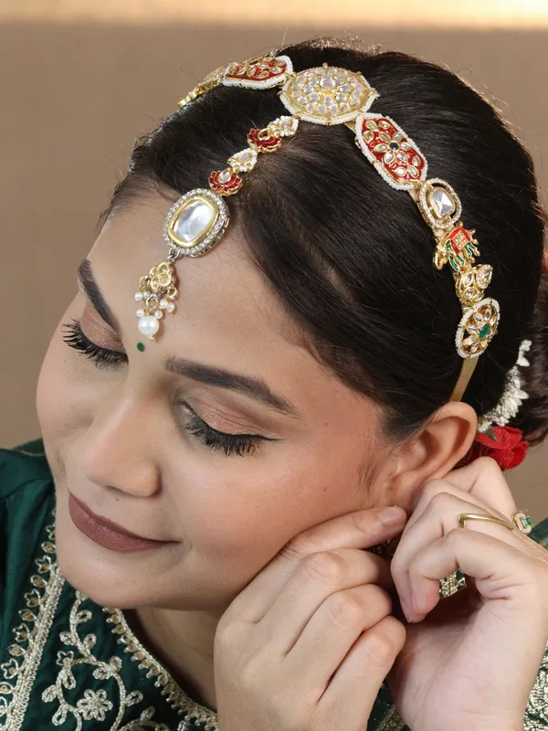 Multicolor_Alloy_With_Gold_Plating_Premium_Maangtikka_Hairb_And__For_Women