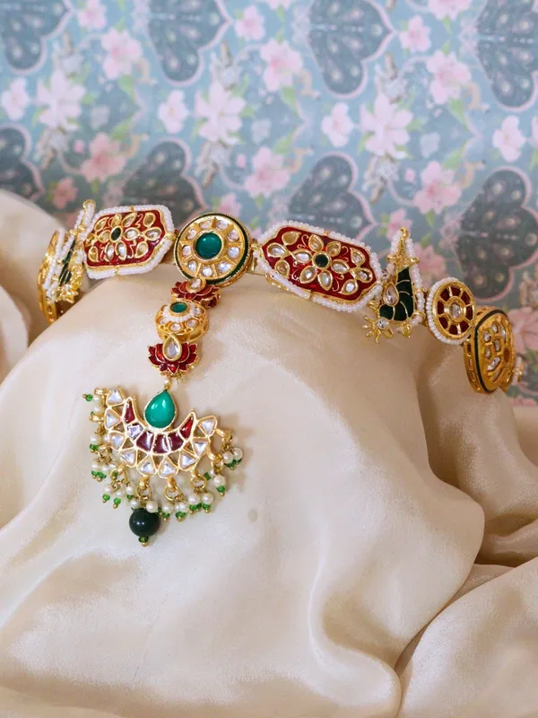 Multicolor_Alloy_With_Gold_Plating_Premium_Maangtikka_Hairb_And__For_Women