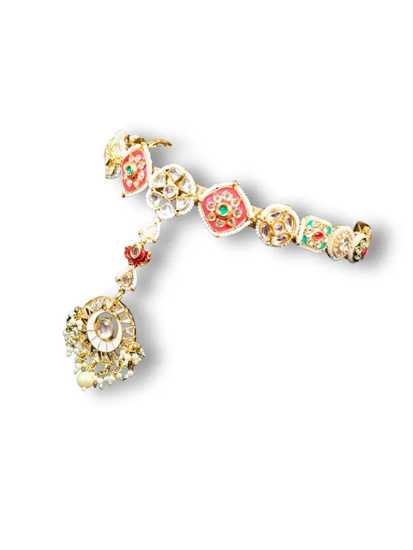 Pink_Alloy_With_Gold_Plating_Premium_Maangtikka_Hairb_And__For_Women