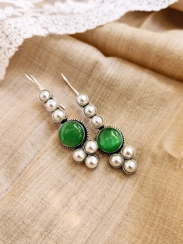 Green_Alloy_With_Gold_Plating_Premium_Hook_Earrings_For_Women