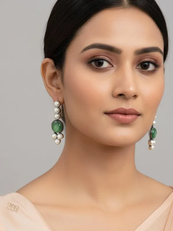 Green_Alloy_With_Gold_Plating_Premium_Hook_Earrings_For_Women