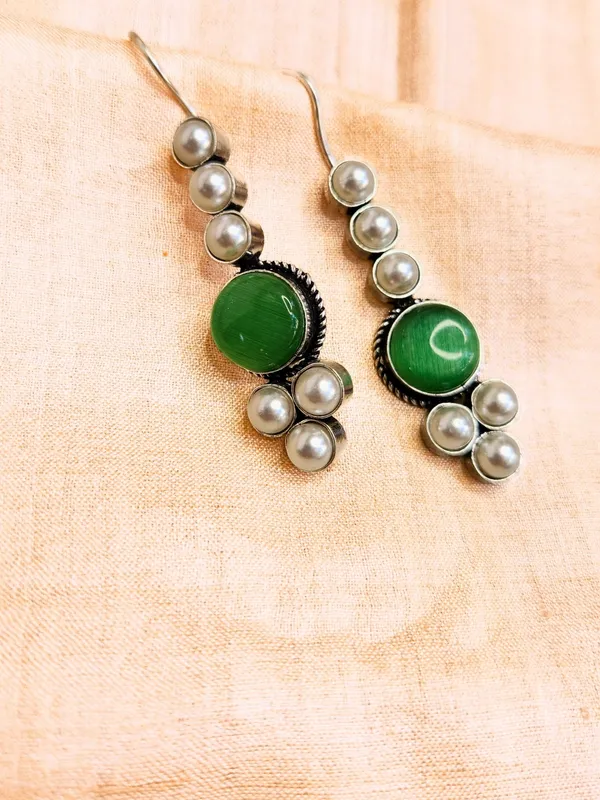 Green_Alloy_With_Gold_Plating_Premium_Hook_Earrings_For_Women