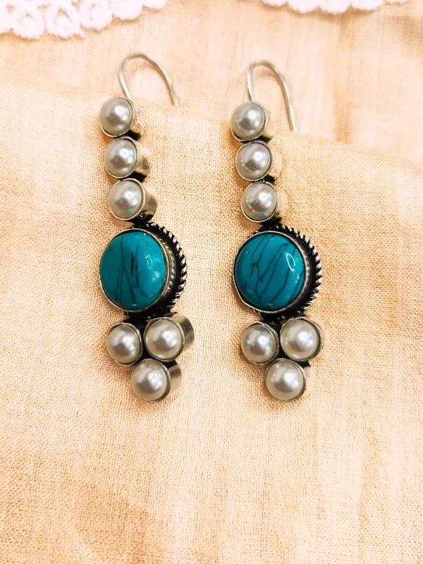 Turquoise_Alloy_With_Gold_Plating_Premium_Hook_Earrings_For_Women