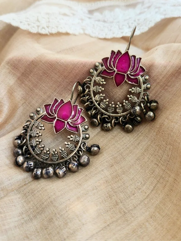 Maroon_Alloy_With_Gold_Plating_Premium_Hook_Earrings_For_Women