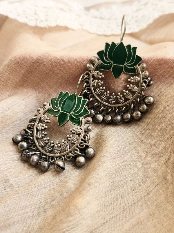 Green_Alloy_With_Gold_Plating_Premium_Hook_Earrings_For_Women