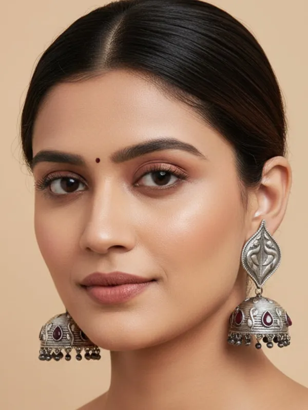 Silver_Alloy_With_Gold_Plating_Premium_Jhumka_Earrings_For_Women