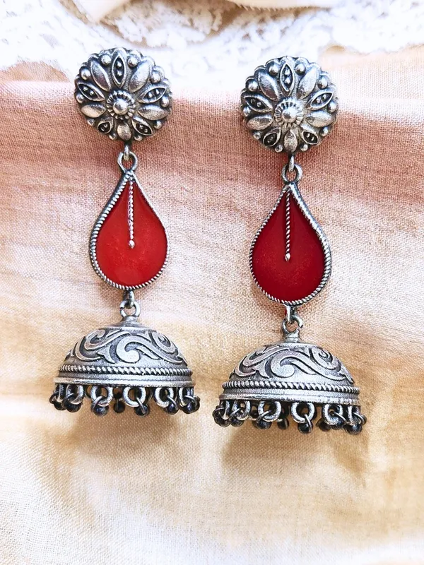 Red_Alloy_With_Gold_Plating_Premium_Jhumka_Earrings_For_Women