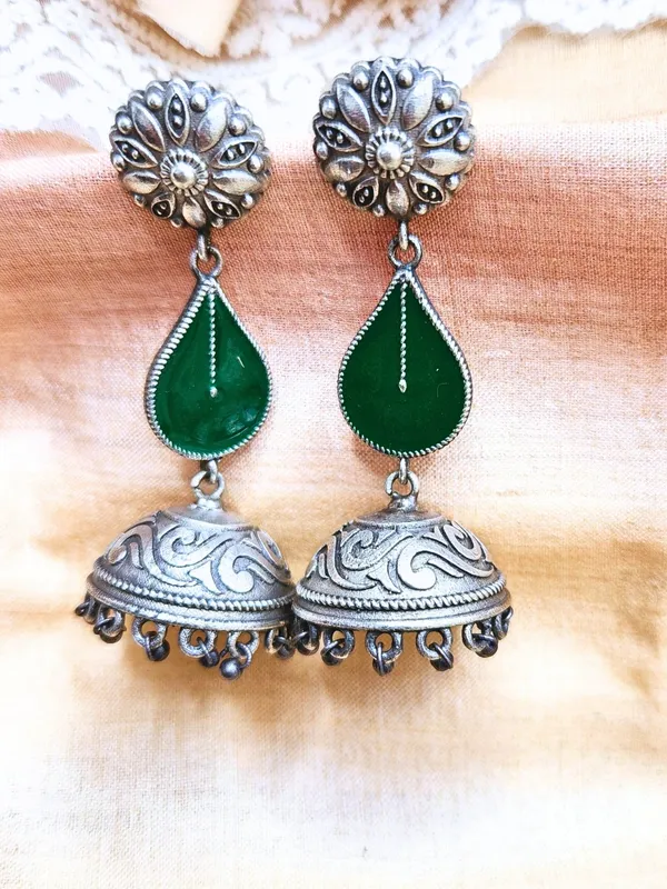Green_Alloy_With_Gold_Plating_Premium_Jhumka_Earrings_For_Women