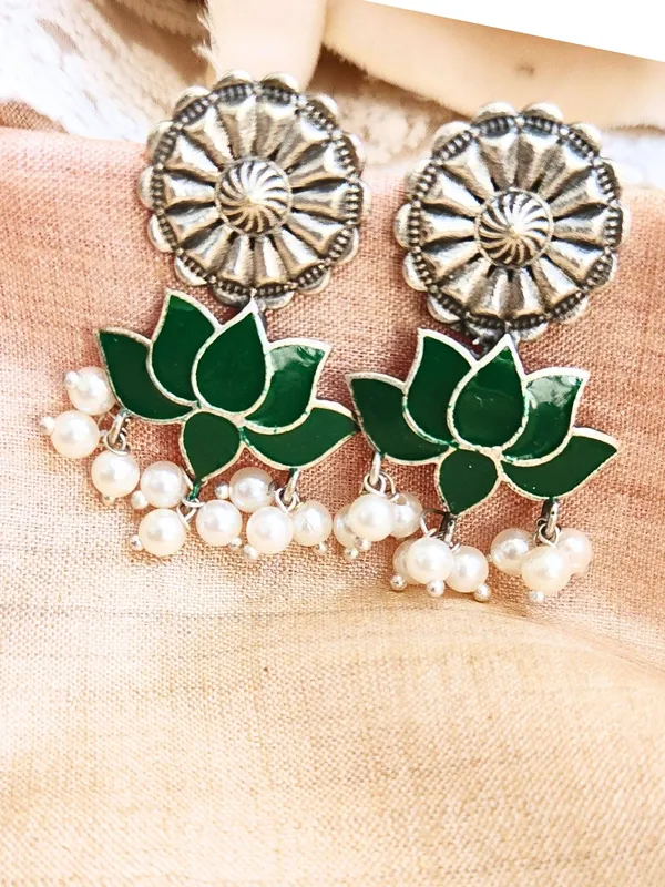 Green_Alloy_With_Gold_Plating_Premium_Earrings_For_Women