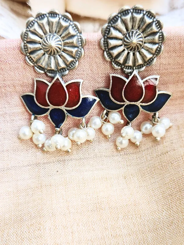 Maroon_Alloy_With_Gold_Plating_Premium_Earrings_For_Women