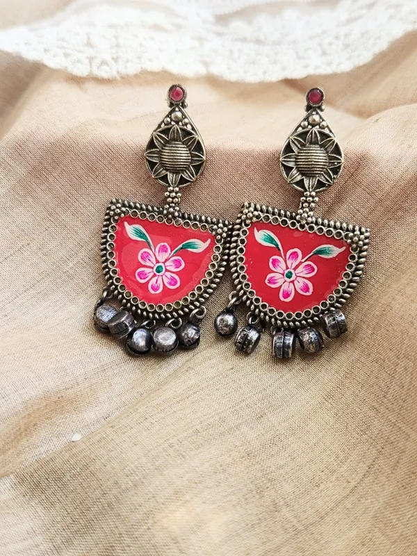 Red_Alloy_With_Gold_Plating_Premium_Ch_And_Bali_Earrings_For_Women