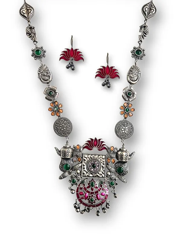 Silver_Alloy_With_Gold_Plating_Premium_Necklace_For_Women