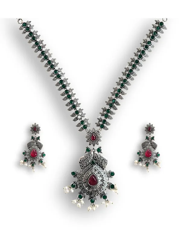 Silver_Alloy_With_Gold_Plating_Premium_Necklace_For_Women