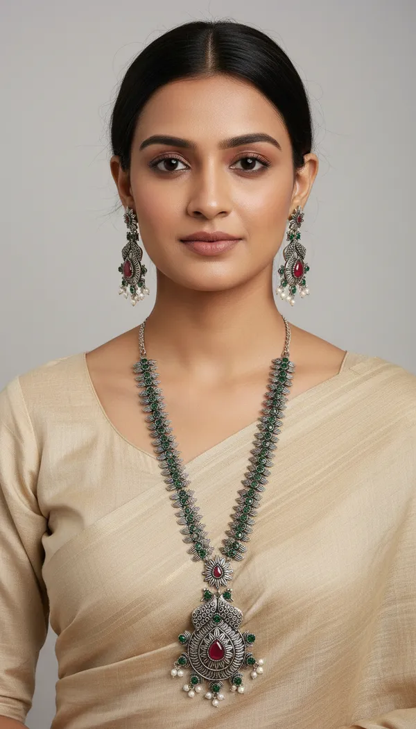 Silver_Alloy_With_Gold_Plating_Premium_Necklace_For_Women