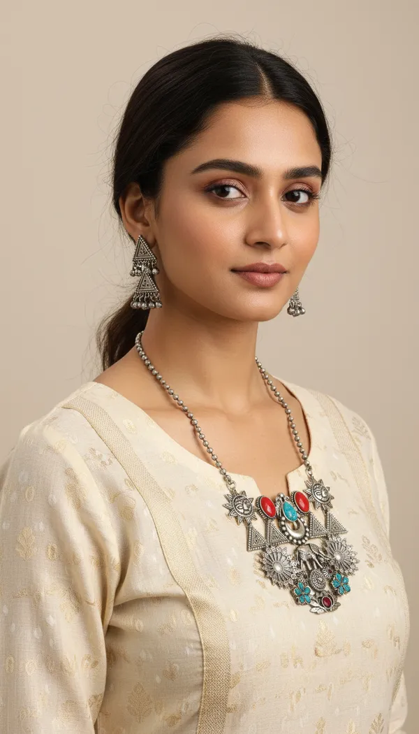 Silver_Alloy_With_Gold_Plating_Premium_Necklace_For_Women