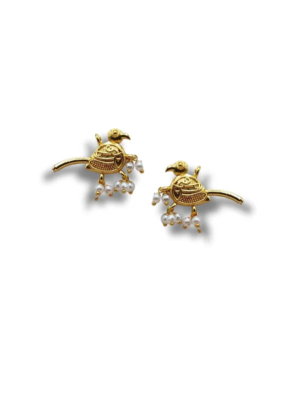 Gold__And__Off_White_Alloy_With_Gold_Plating_Premium_Earrings_For_Women