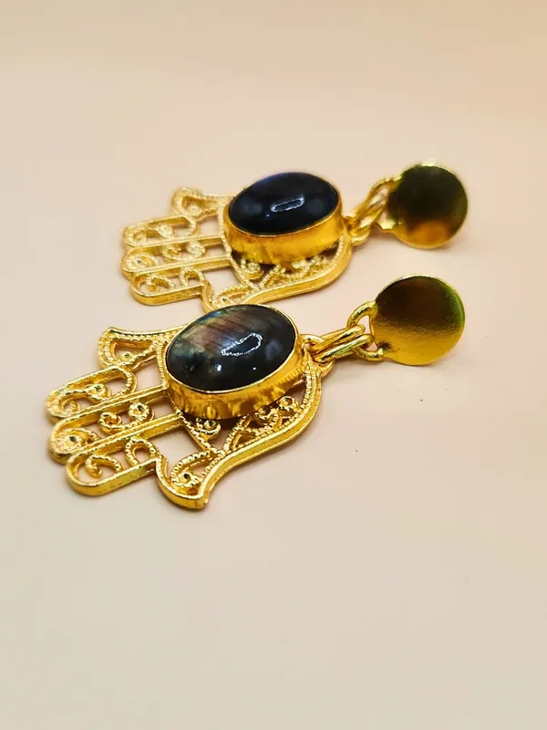 Gold__And__Black_Brass_With_Semi_Precious_Stone_Premium_Earrings_For_Women