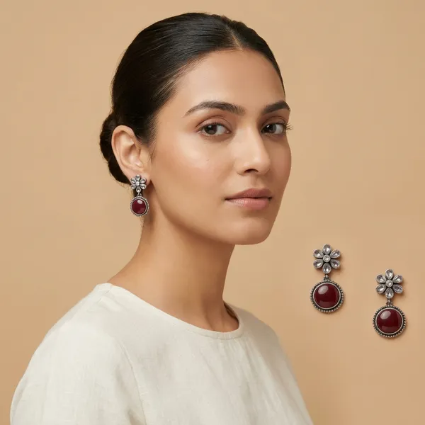 Red_German_Silver_Premium_Earrings_For_Women