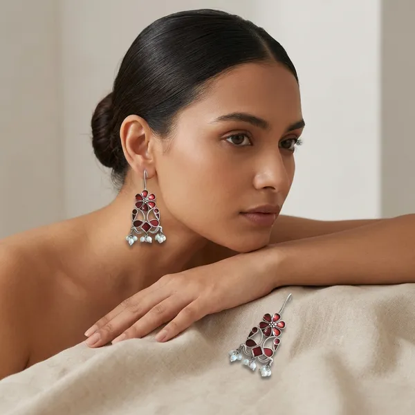 Maroon_Alloy_With_Meenakari_Work_Premium_Hook_Earrings_For_Women