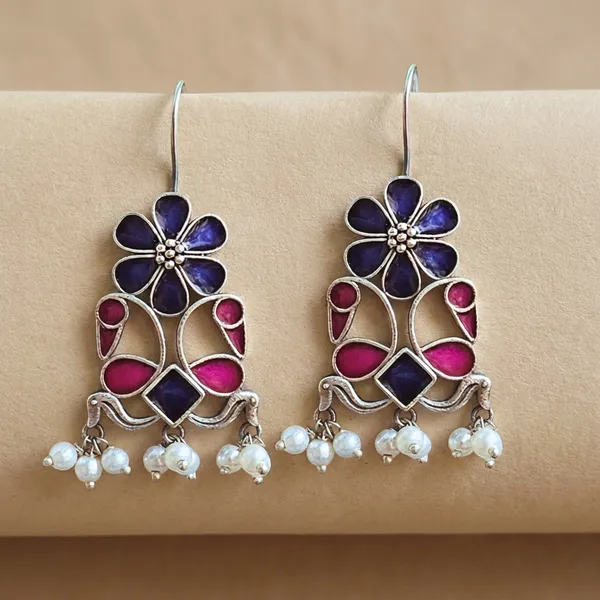 Blue_And_Pink_Alloy_With_Meenakari_Work_Premium_Hook_Earrings_For_Women